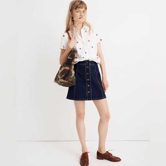 Madewell Stretch Denim Mini Jean Skirt - Picture 1 of 5
